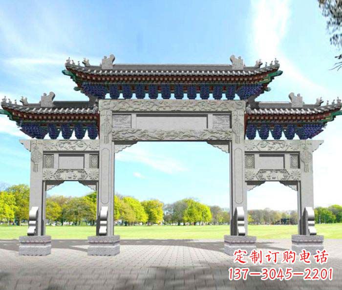 福建广场景观大理石牌楼石雕