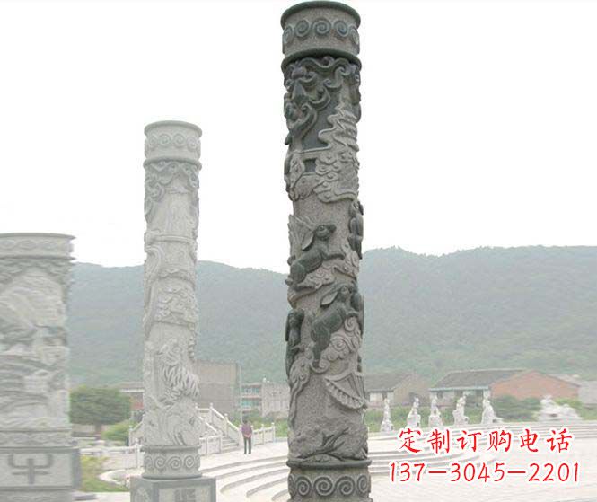 福建中领雕塑:多彩活力的12生肖石柱