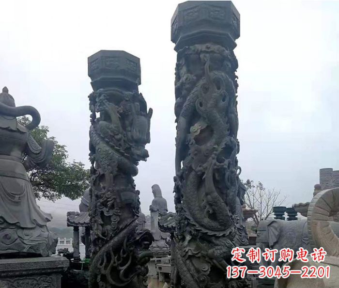 福建安静传承-中领雕塑广场景观仿古盘龙柱石雕