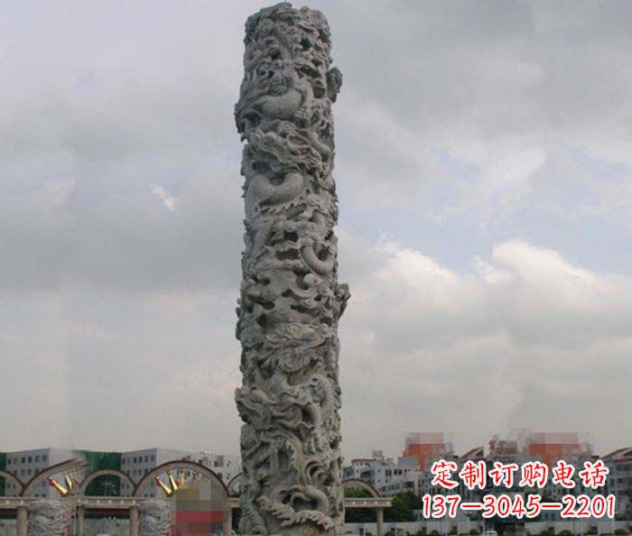 福建精美仿古盘龙柱石雕