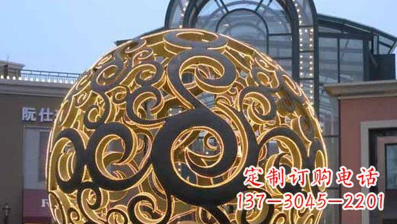 福建广场镂空球喷泉不锈钢雕塑