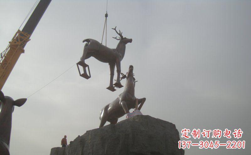 福建梅花鹿动物铜雕,极致精细,表达优雅