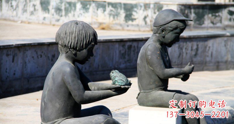 福建儿童景观铜雕,携带童趣的青蛙