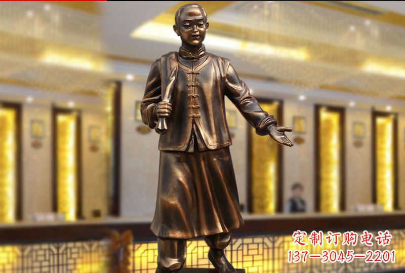 福建精致传统,店小二人物雕塑