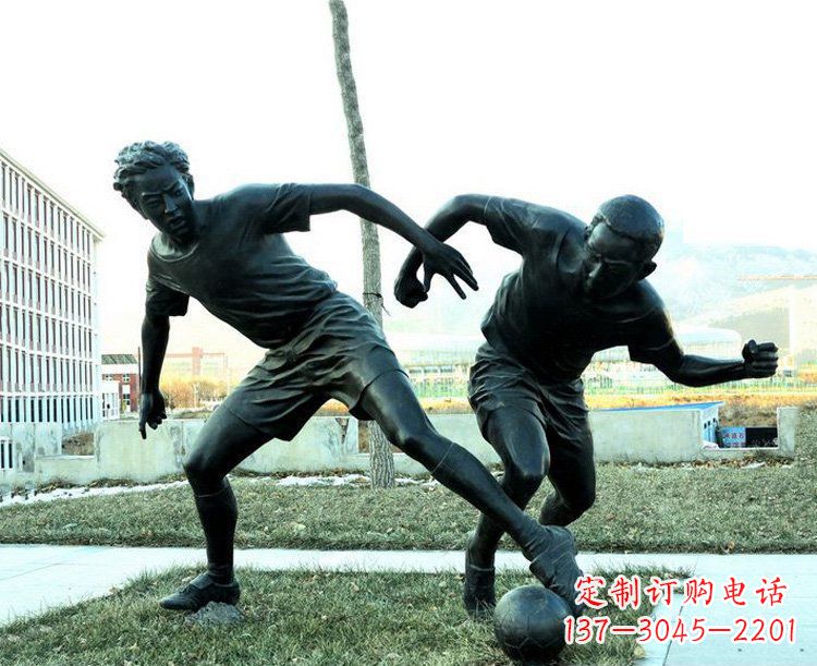 福建中领雕塑-复原完美动态,足球铜雕玩偶