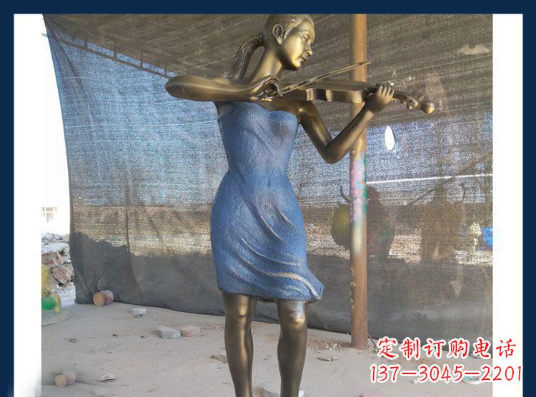 福建精美细腻的西方美女拉小提琴人物雕塑