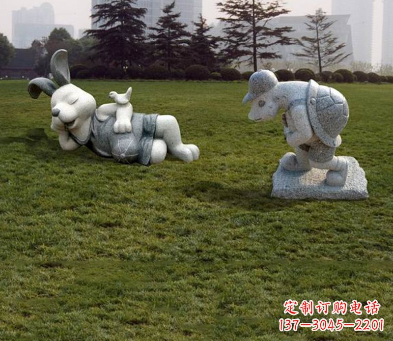福建中领雕塑独特的石雕兔子