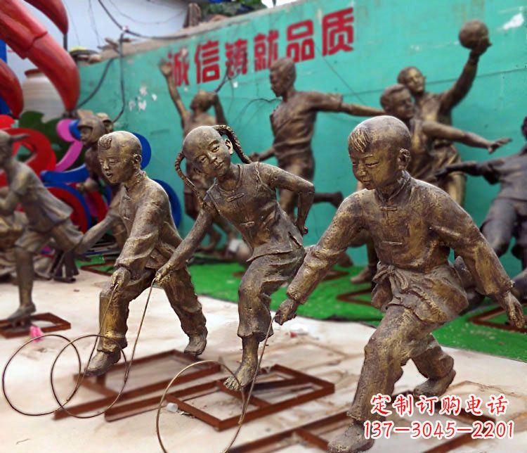 福建滚铁环为您的小宝定制精美儿童铜雕