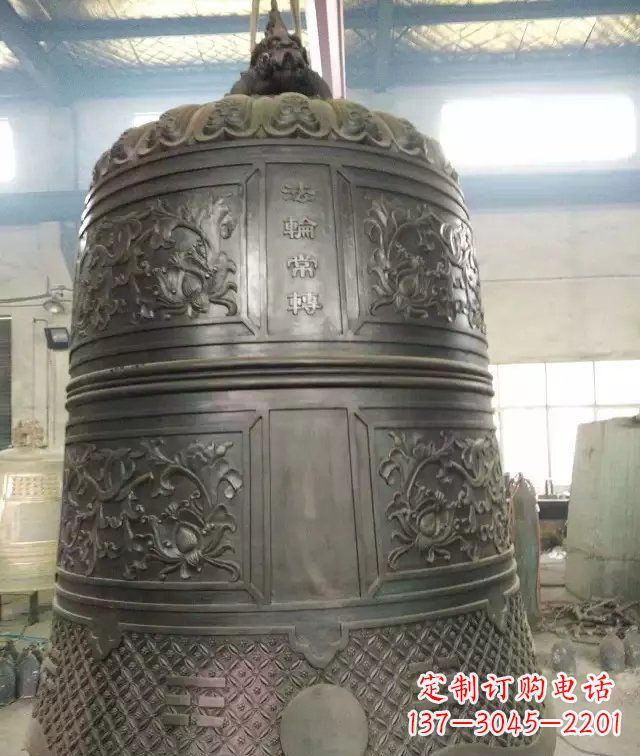 福建国泰民安铜钟寺庙铜雕-传统工艺精美的铜钟雕塑