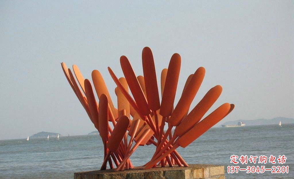 福建海边不锈钢抽象船桨雕塑
