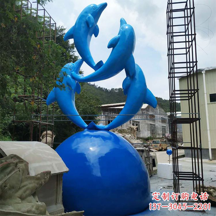 福建海豚钢筋玻璃景观雕塑