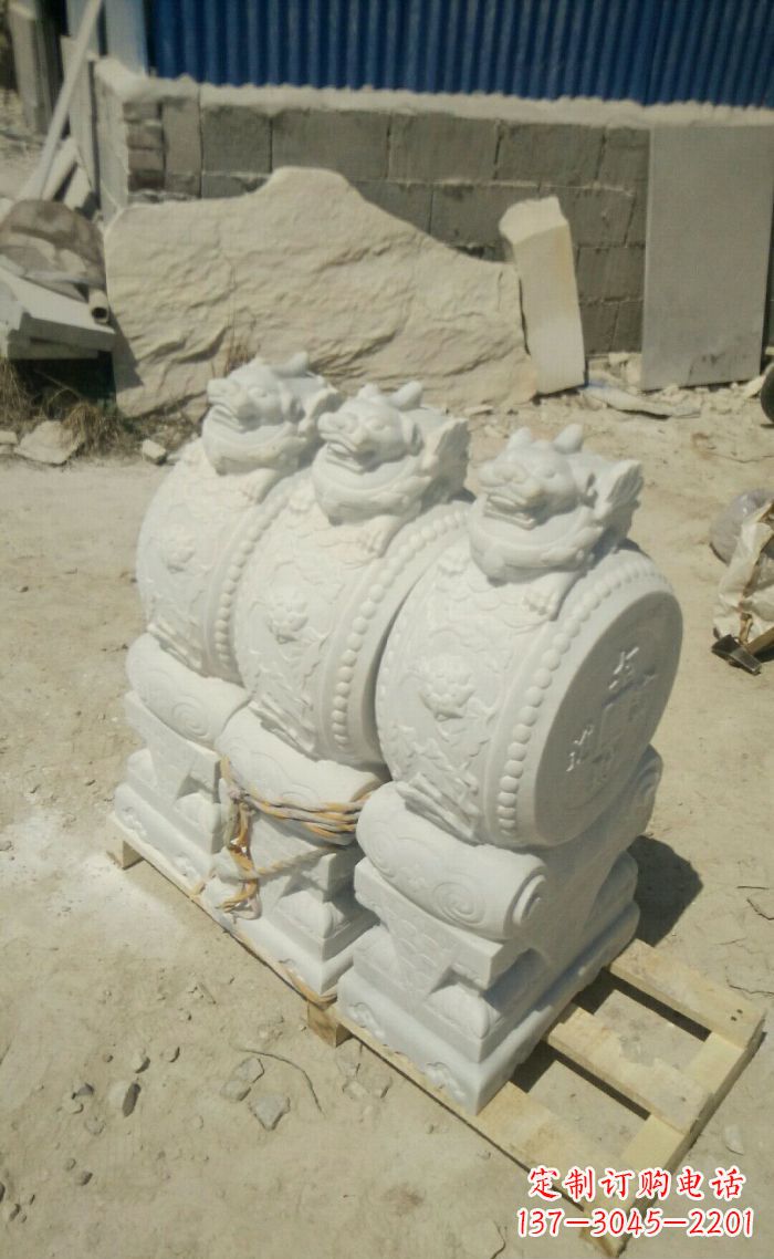福建汉白玉抱鼓石招财石门墩 (2)