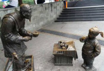 福建小女孩铜雕，古朴优雅