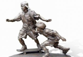 福建令人惊叹的广场滑板男孩铜雕塑