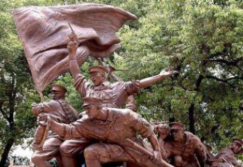 福建广场抗战人物景观铜雕
