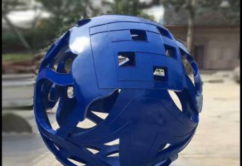 福建广场蓝色不锈钢镂空球雕塑