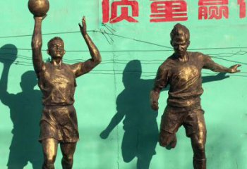 福建广场铜雕打篮球小品人物雕塑