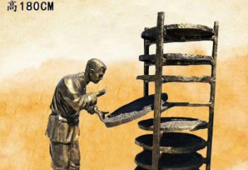 福建中领雕塑|铜雕晒茶叶老人人物雕塑