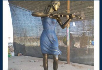 福建精美细腻的西方美女拉小提琴人物雕塑