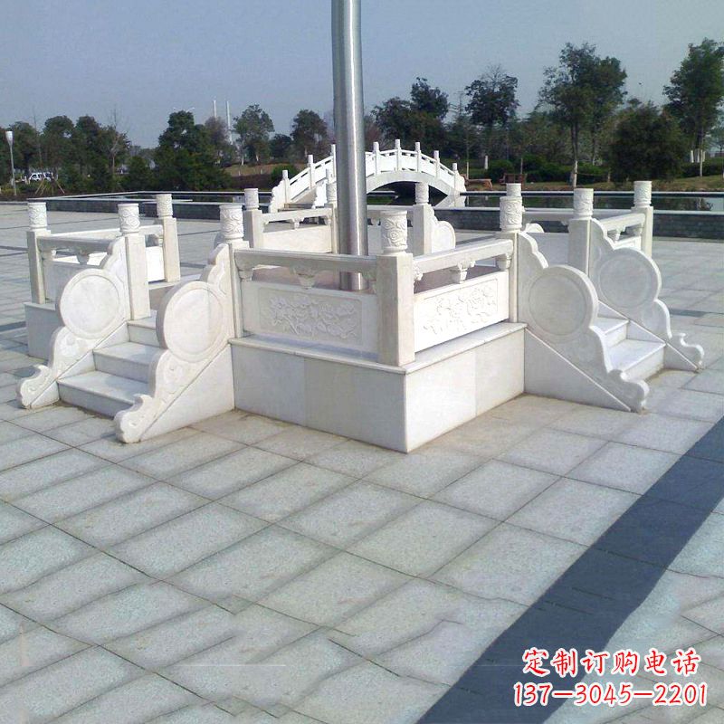 福建精工打造精美的汉白玉城市广场升旗台雕塑