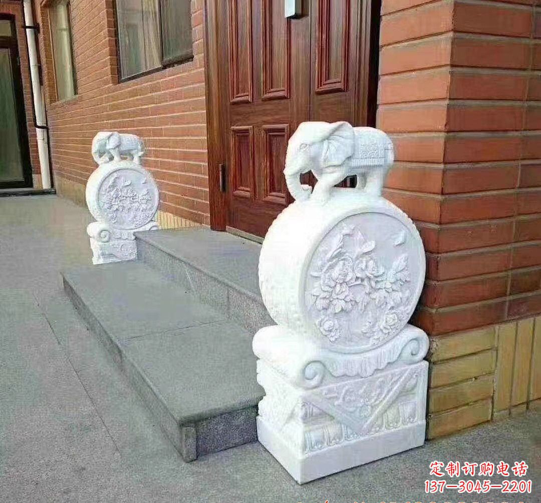 福建汉白玉大象门墩石雕