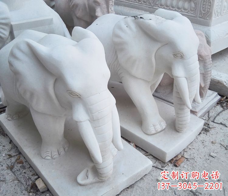 福建汉白玉大象公园动物石雕