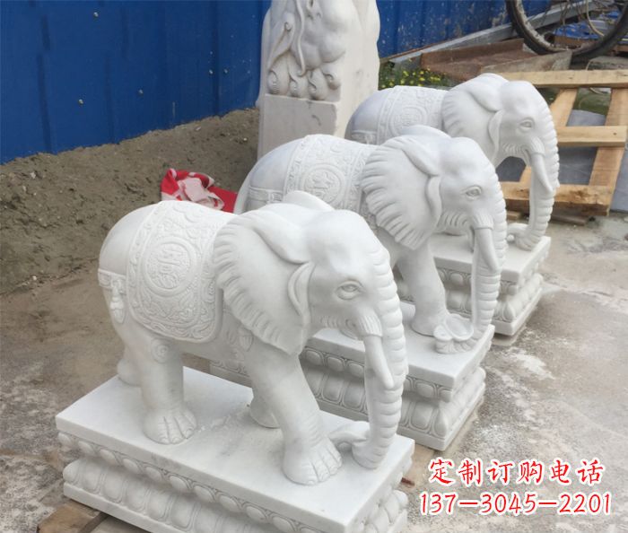 福建汉白玉大象门口镇宅石雕 (4)