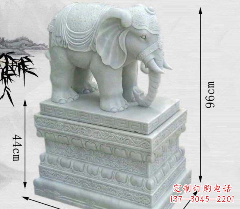 福建汉白玉大象门口镇宅石雕