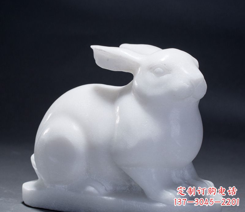 福建精致汉白玉兔子雕塑