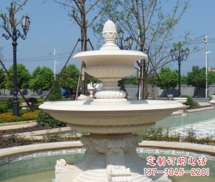 福建全新款白玉多层喷泉雕塑