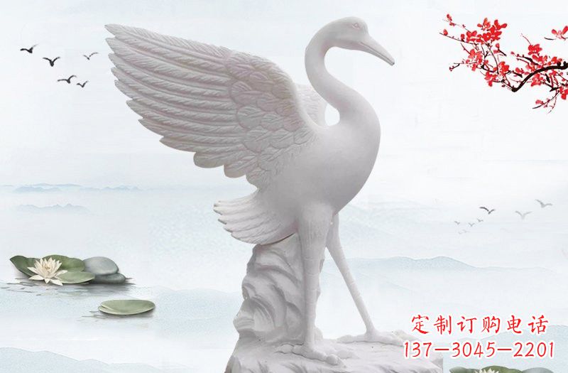 福建开启一段神奇变化之旅——汉白玉仙鹤雕塑
