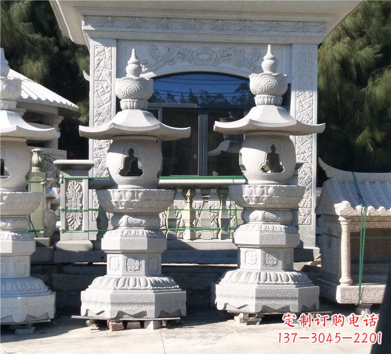 福建汉白玉公园灯笼雕塑