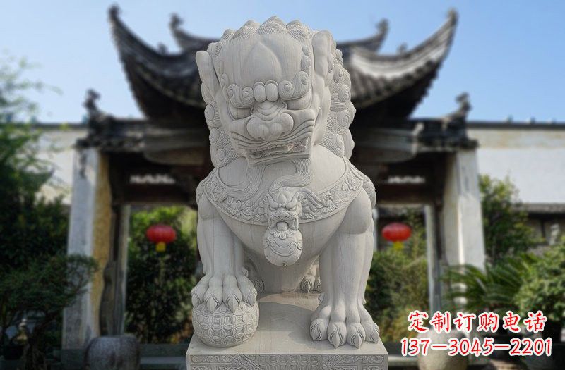 福建汉白玉故宫狮子石雕