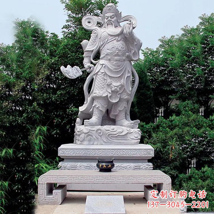 福建汉白玉关公雕塑,融入神秘历史色彩