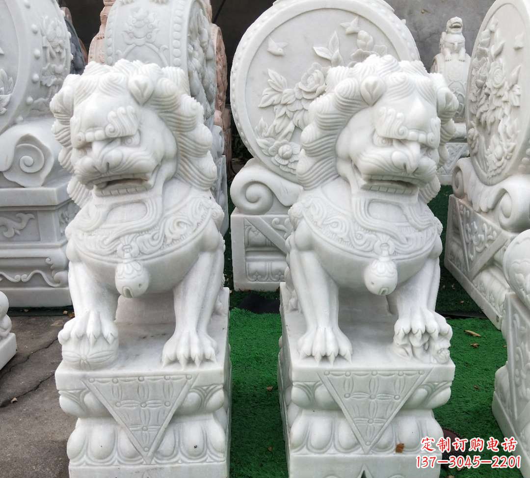 福建汉白玉故宫制作狮子雕塑