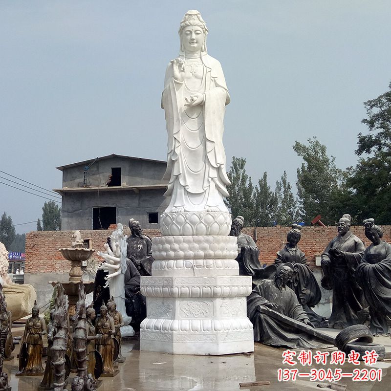福建汉白玉观音菩萨雕塑,精美而富有历史意义