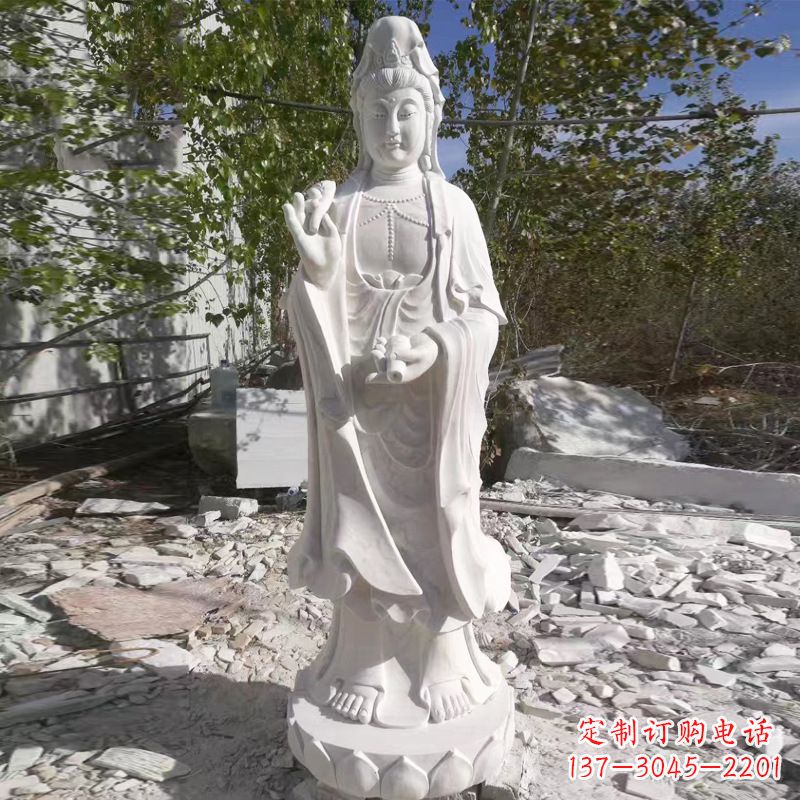福建象征观音的汉白玉观音菩萨石雕