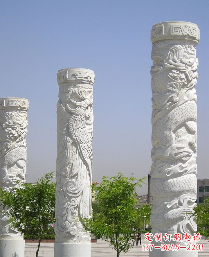 福建汉白玉龙柱雕塑,雕刻传统文化之美