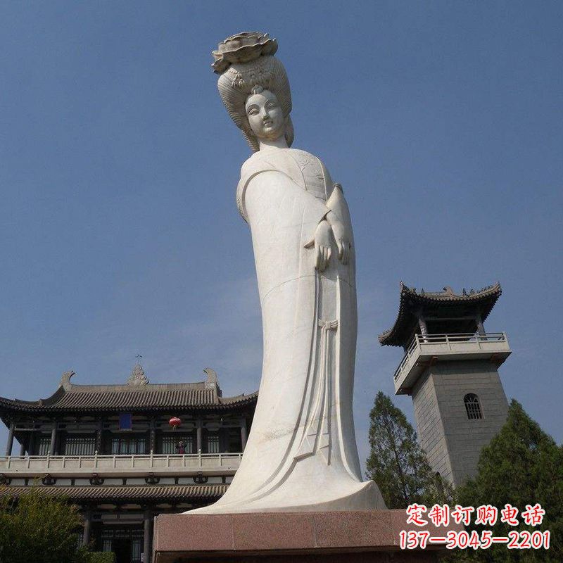 福建汉白玉贵妃石雕像-精美绝伦的杨玉环雕像