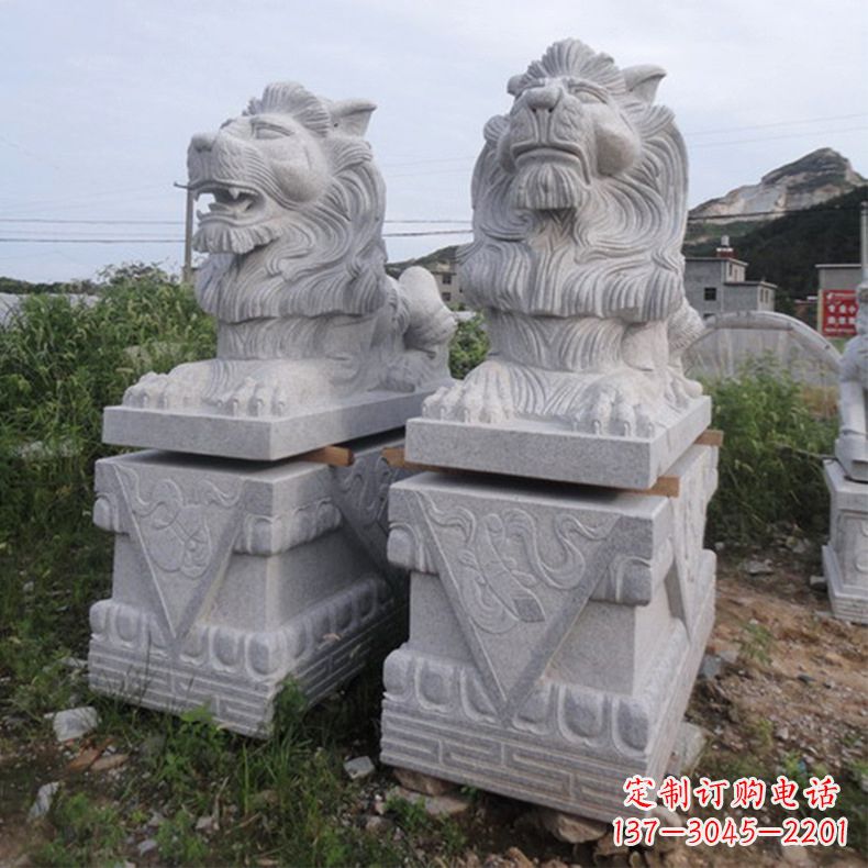 福建汉白玉汇丰狮子石雕