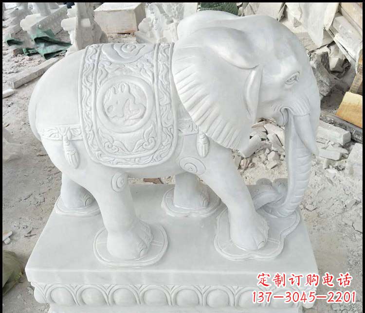 福建汉白玉吉祥如意门口招财镇宅大象石雕,由中…