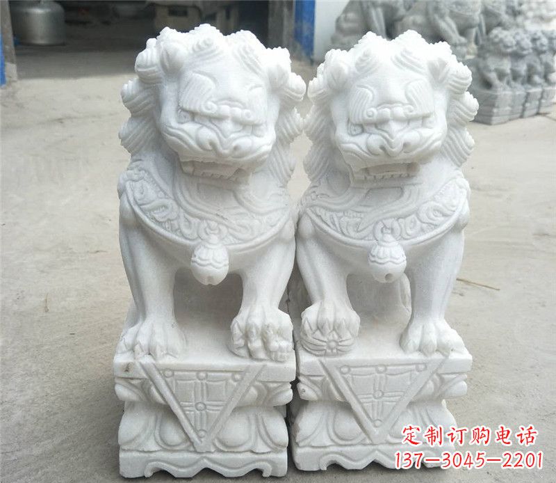 福建汉白玉酒店吉祥狮子门墩