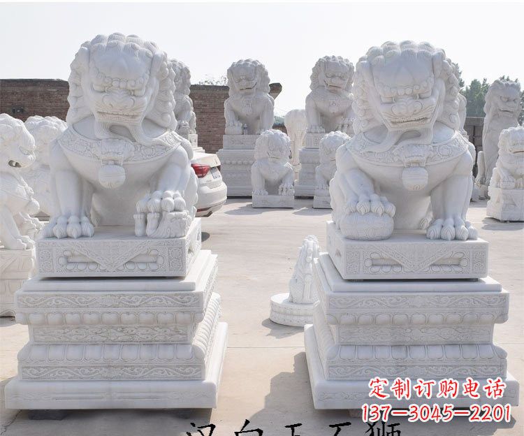 福建汉白玉看门狮子雕塑