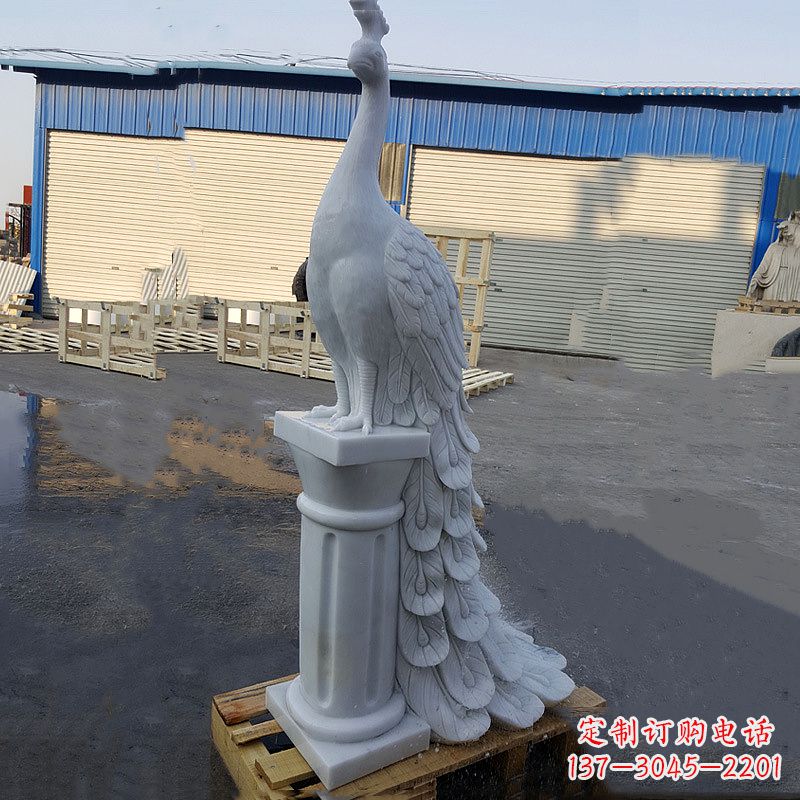 福建汉白玉孔雀雕塑,传承艺术精髓