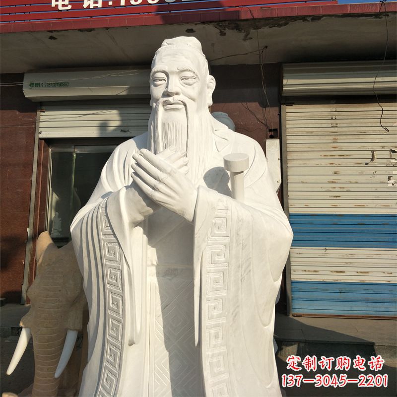 福建完美艺术——来自中领雕塑的汉白玉孔子雕像