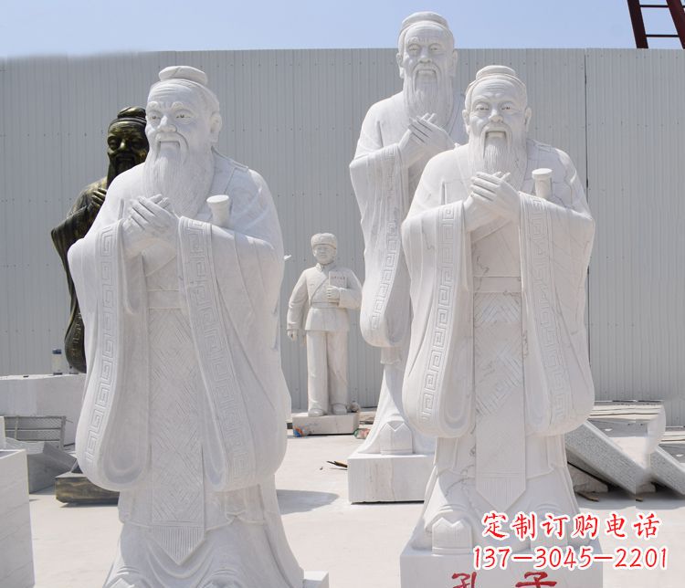 福建汉白玉孔子校园古代名人石雕 (2)