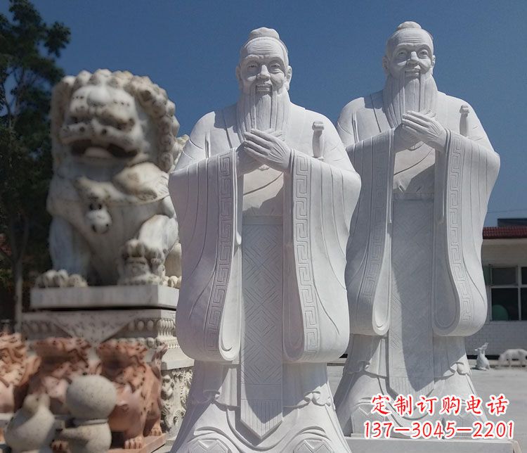 福建汉白玉孔子校园古代名人石雕_1