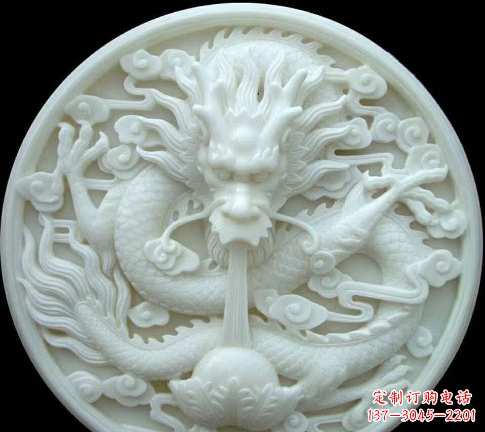 福建汉白玉雕刻龙头摆件,悠然吟诗引领风尚