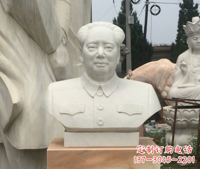 福建高端汉白玉毛主席胸像校园伟人石雕