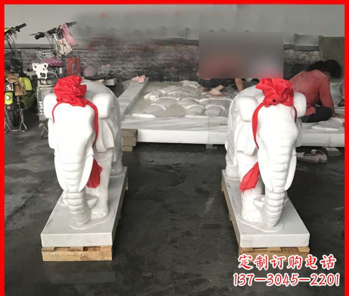 福建汉白玉雕刻招财小象,让你的家门口更加灵气